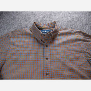 Ralph Lauren Shirt Mens XL Blue Plaid Classic Fit Work Office Preppy Collar
